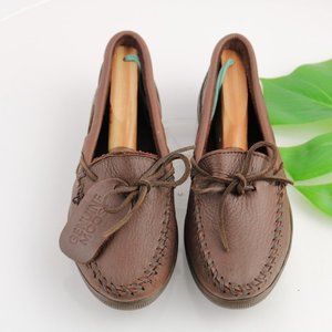 Minnetonka Women's Moosehide Classic Moccasins Size 8.5 Flats Brown Comfy Bow